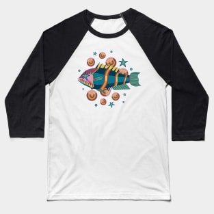 Fish Star pattern Baseball T-Shirt